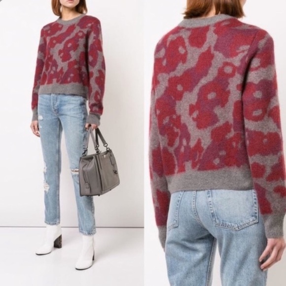 rag & bone Sweaters - NWT rag & bone Burgundy Leopard Crewneck